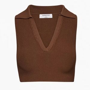 Aritzia babaton sculpt knit polo crop top